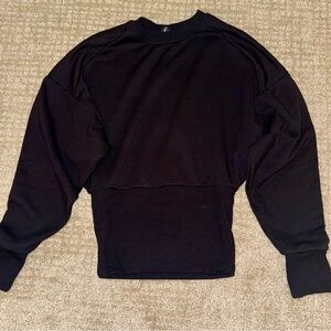 Athleta Black Potrero Crewneck Sweatshirt with Balloon Sleeves